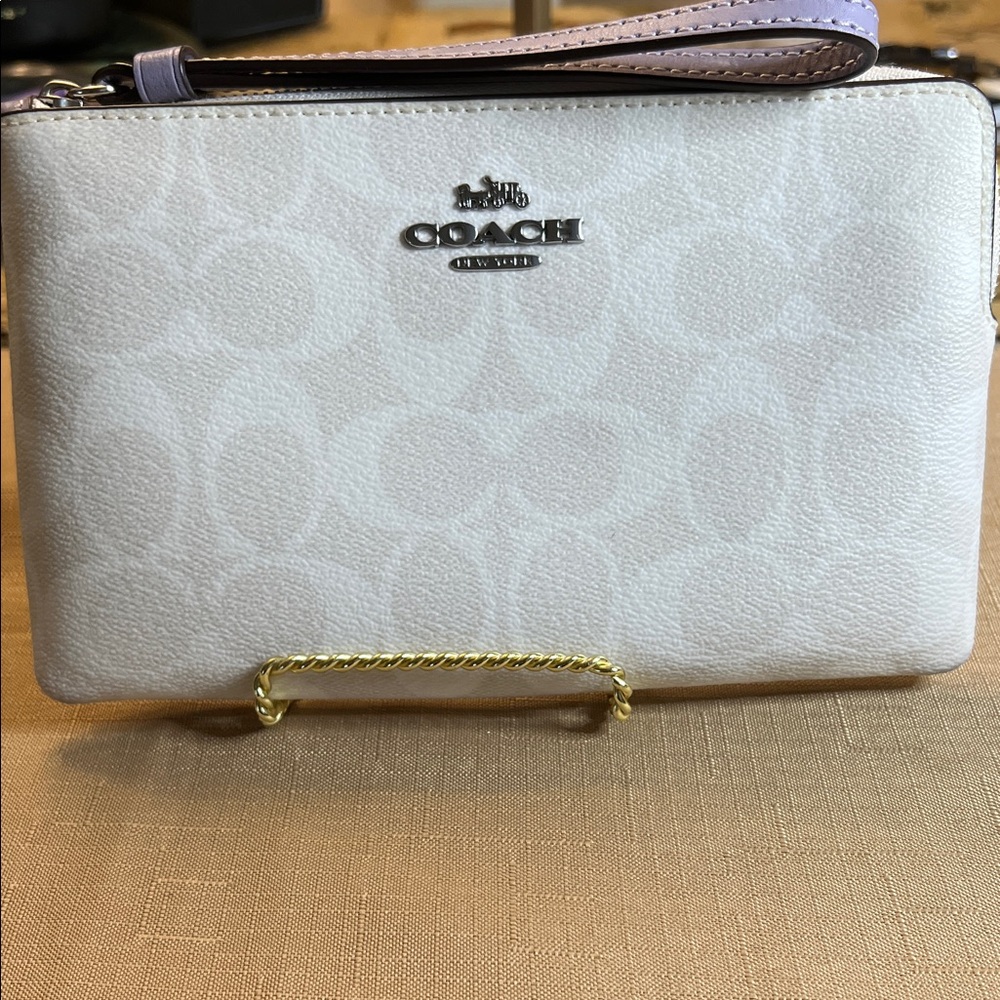 Coach cream and white Signature Pattern Bag